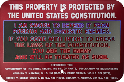 THIS PROPERTY IS PROTECTED BY THE UNITED STATES CONSTITUTION