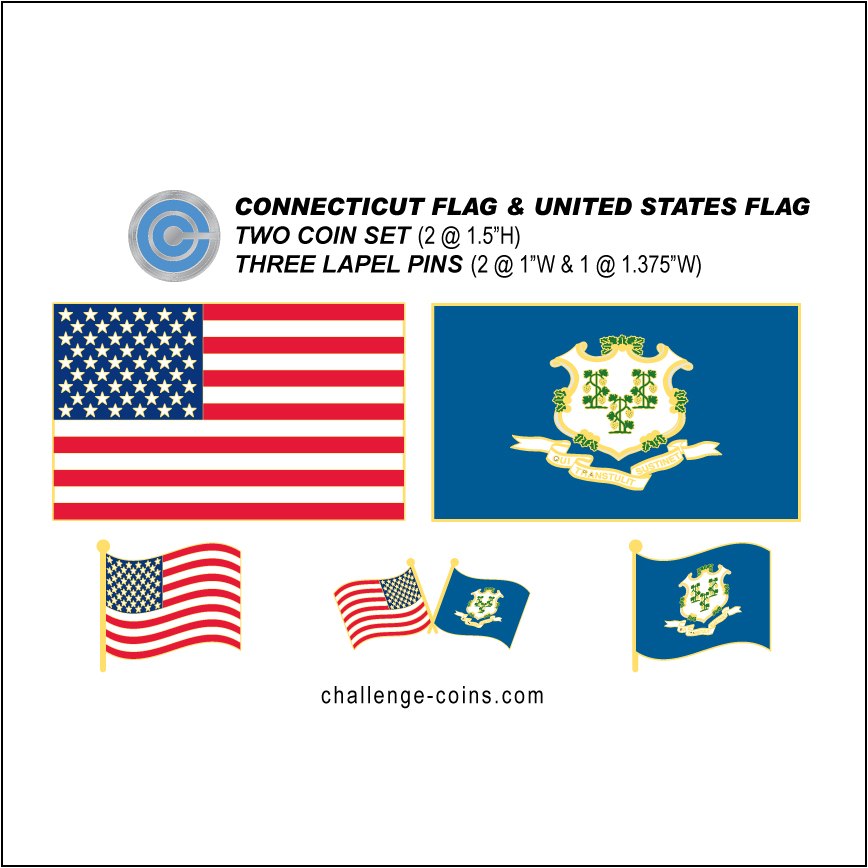 CONNECTICUT - Challenge Coins & Lapel Pins Set