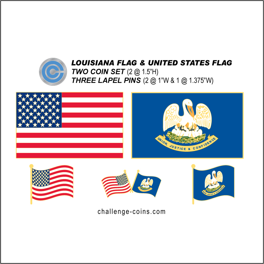 LOUISIANA - Challenge Coins & Lapel Pins Set