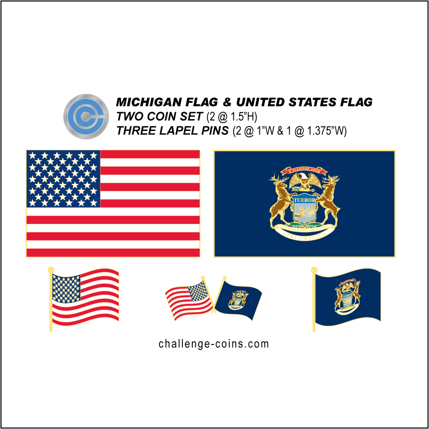 MICHIGAN - Challenge Coins & Lapel Pins Set
