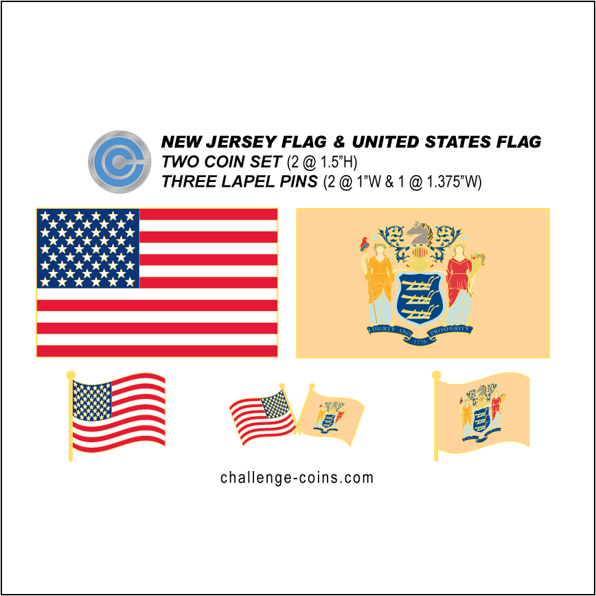 NEW JERSEY - Challenge Coins & Lapel Pins Set