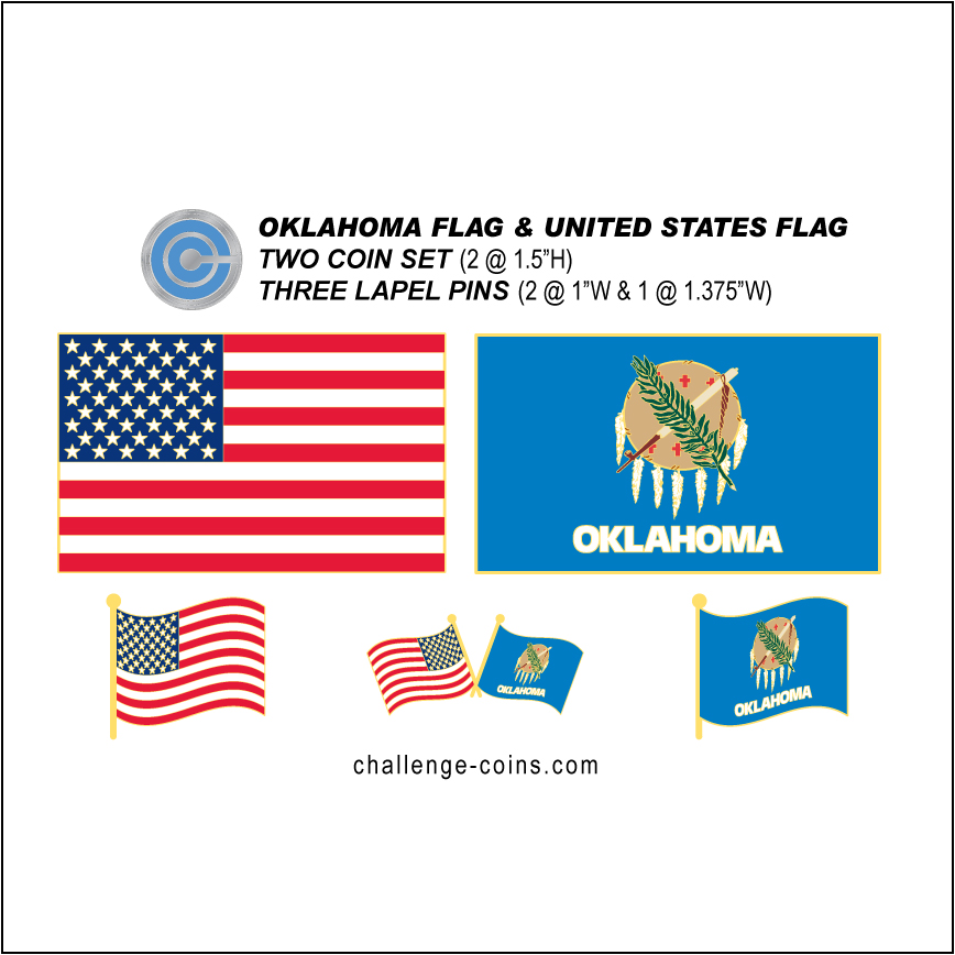 OKLAHOMA - Challenge Coins & Lapel Pins Set