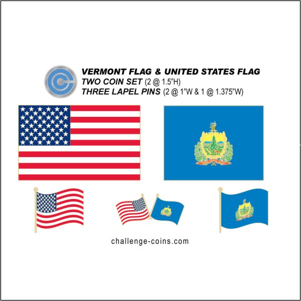 VERMONT - Challenge Coins & Lapel Pins Set